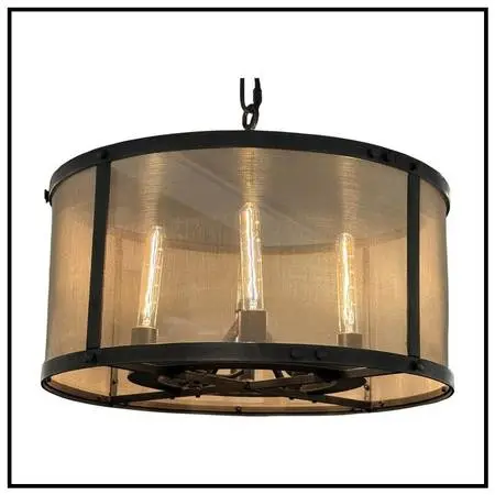 Restoration Hardware Riveted Mesh Round Chandelier