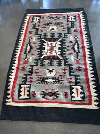 Hand Woven Navajo Storm Pattern Rug- 85X48