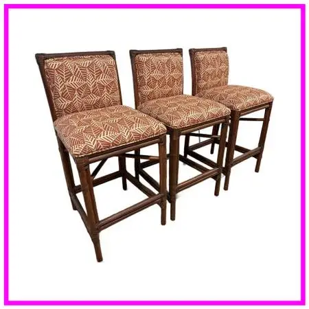 Ficks Reed Paxton Rattan Bar Stools, Set Of Three. Estimated Cost: $3,