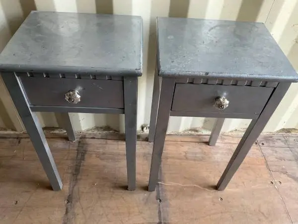 Two vintage nightstands, painted silver