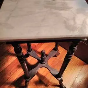 NEW NEVER USED MARBLE ACCENT SIDE TABLE WITH CHERRY WOOD BOTTOM