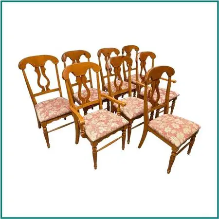 Fiddleback Splat Floral Dining Chairs, Set Of Eight
