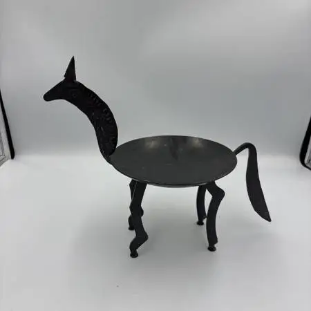 Iron Folk Art Catchall Dish/Candle Holder- 6X11X9