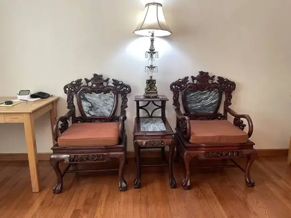 Chinese Carved Rosewood 3-Piece Set