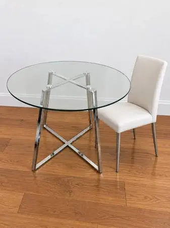 GLASS TABLE- ROUND/ With CHROME LEGS/ CB2//was $600