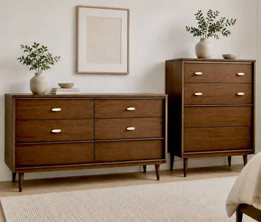 Basset SET of 2 Mid century long and Tall dresser