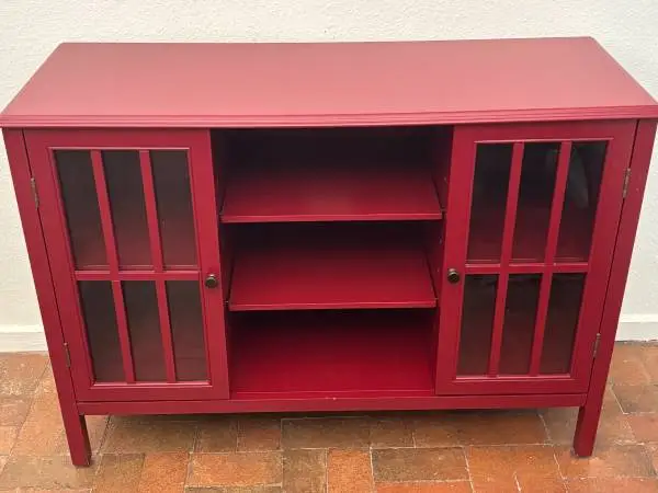 Beautiful red burgundy entry way console cabinet dresser