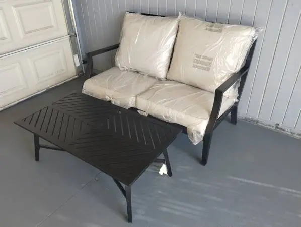 Outdoor patio couch  and coffee table