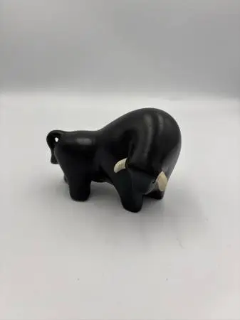 Black Bull Signed Salas Peru - 4X3X3.5