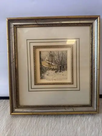 Grinzing Signed Color Etching by Robert Kasimir- 12.5X13.5