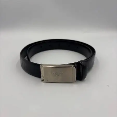 Prada Vintage Spazzolato Leather Plaque Belt 70/28