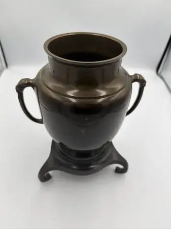 Vintage Japanese Usaubata Ikebana Bronze Vase- 6.5X6.5X10
