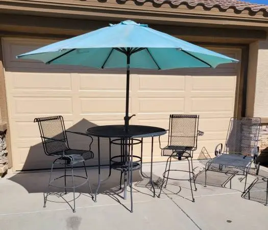 Wrought iron Mesh patio bar height table stools