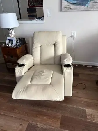 White Leather Recliner / Rocker
