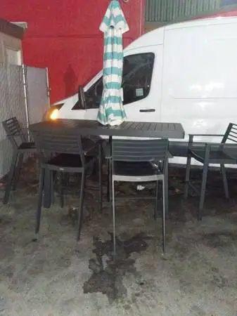 Babmar 5 peice set table 4 chairs and umbrella