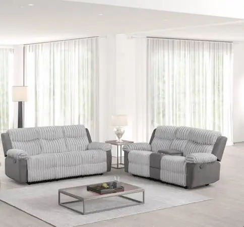 Gray Reclining Sofa and Loveseat Set