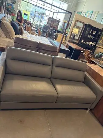 Incanto Grey Leather Sleeper, Made in Italy- 40X84X37