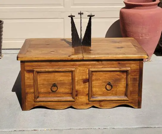 Rustic pine coffee table with storage