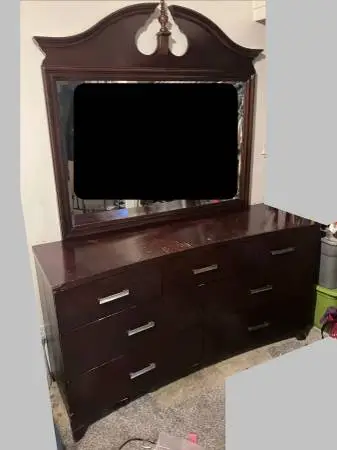 All Wood Vanity Large Dresser - 7 Drawers