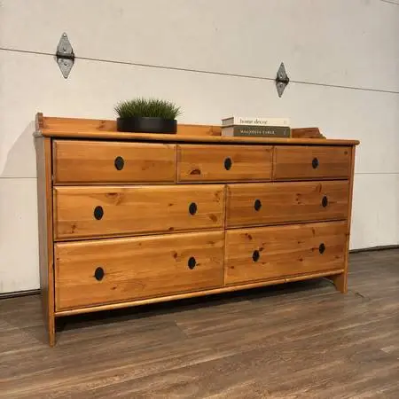 Rustic 7-Drawer Wood Dresser for Bedroom or Nursery