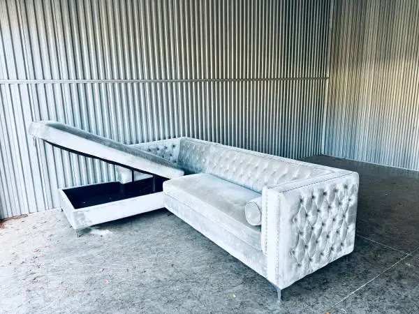 Glamorous High End Z Gallerie Crystal Encrusted Sectional Sofa w/Storage