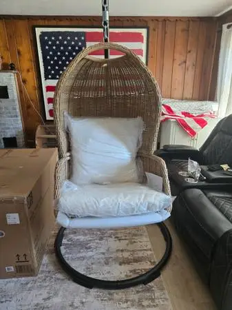 NEW MELROSE PARK WICKER EGG SHAPED HANGING CHAIR/ SWING