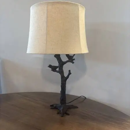 Pottery Barn Black Branch Lamp W/ Birds- 8.5X7X25.5