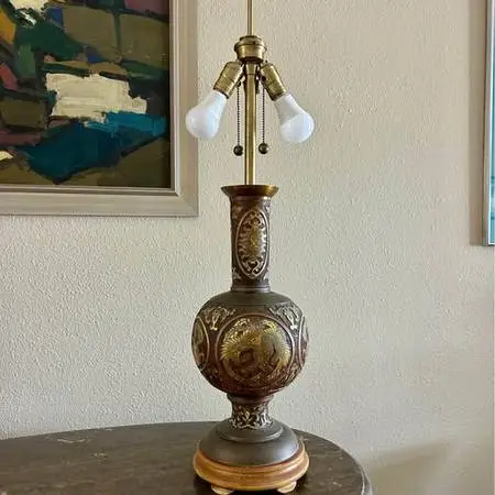 Antique  Chinese Brass Cloisonne Lamp by Marbro Accepting offers