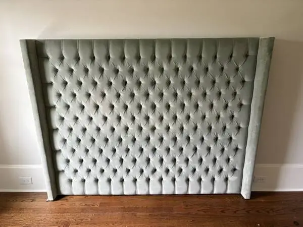 Upholstered King Headboard - Color: Sea Foam Green
