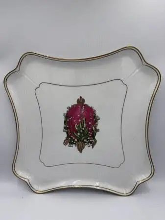 Rare Faberge Square Lilies of the Valley Presentation Charger Hand-S