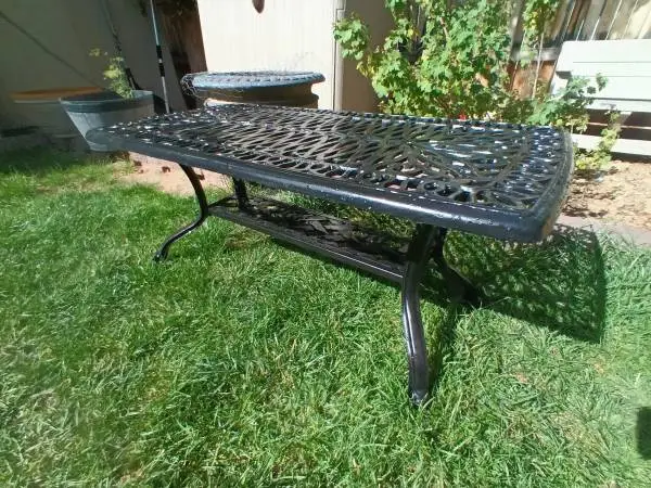 Black Metal Outdoor Patio Table 42 x 21.5 x 17.5 tall