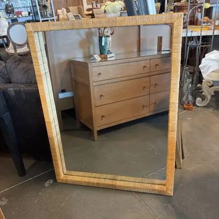 William Sonoma Berskire Faux Rattan Wall Mirror- 26X2.5X48H