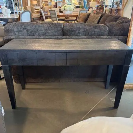 Made Goods Black Faux Shagreen Sorin 2 Drawer Desk-54X20X31