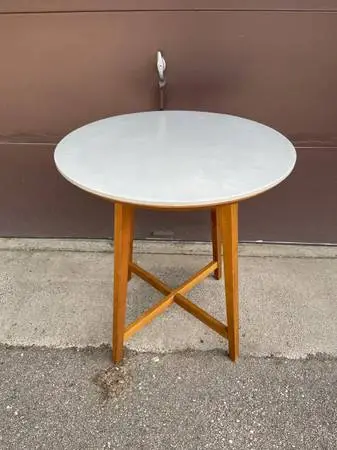 SMITH & HAWKEN COUNTER HEIGHT MARBLE TOP with TEAK BASE 36 Inch TABLE
