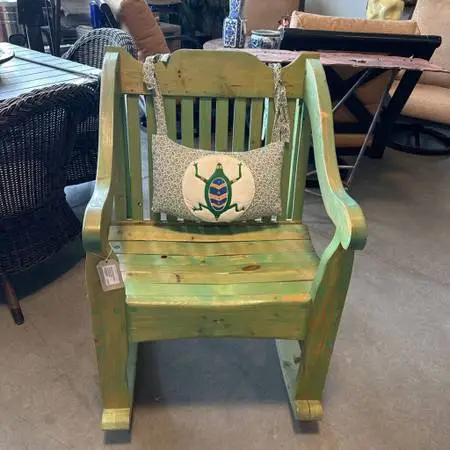 Rustic Green Wash Rocking Chair- 26.5X32X36H