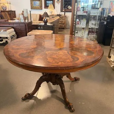 Custom Italian Round Inlay Dining Table - 52X31H