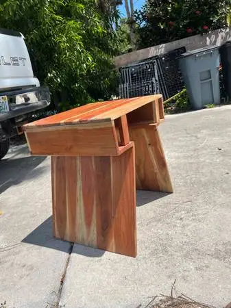 Redwood or cedar side table solid unique design
