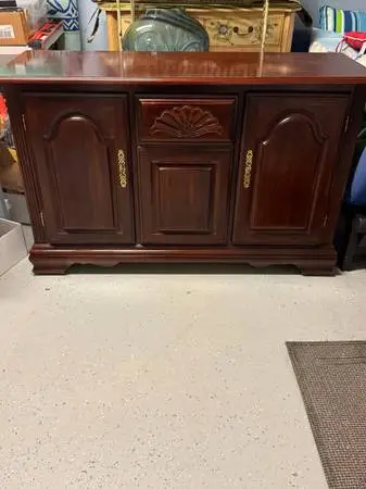 4ft Vintage French Provincial Cherry Wood Buffet Sideboard / Credenza