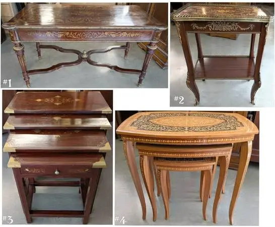 Vintage Solid Wood Nesting Tables, Accent Side Tables & End Table from
