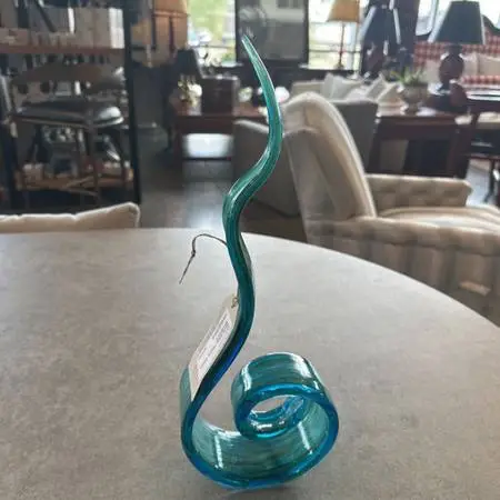 Multi Blue Wavy Glass Sculpture - 5.5X15H