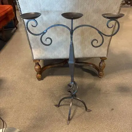 Twisted Wrought Iron Floor Candelabra- 23X13X30H