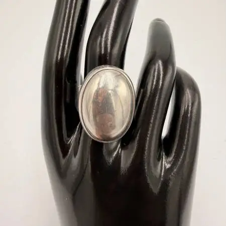 Sterling Silver Mexican Modernist Pillow Cocktail Ring Size 8.5