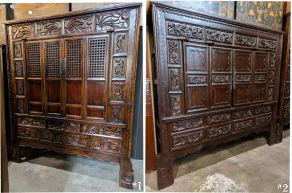 Solid Wood Hand Carved Storage Armoire Large Cabinet from
