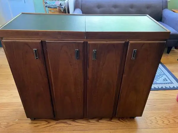 Mid-Century Walnut Rolling Bar Cart — Founders Furniture
