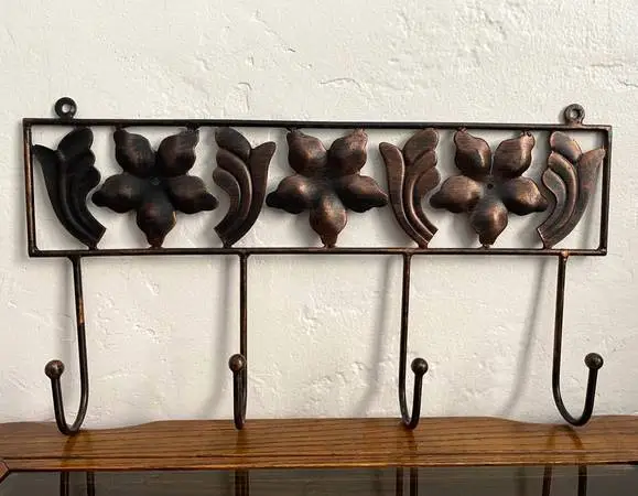 Vintage Wrought Iron Wall Rack