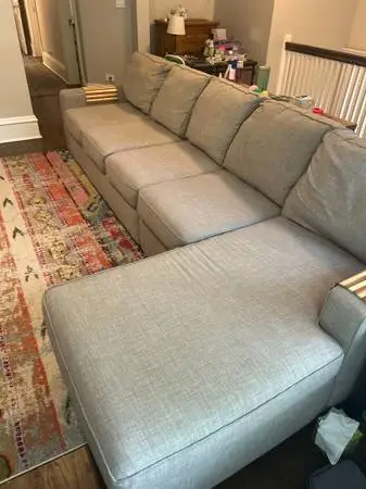 Couch with Chaise, Roys Furniture Tan / Beige Great Condition 126