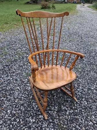 Nichols and Stone Cross Back Maple Windsor Rocker -Scrolled Knuckles