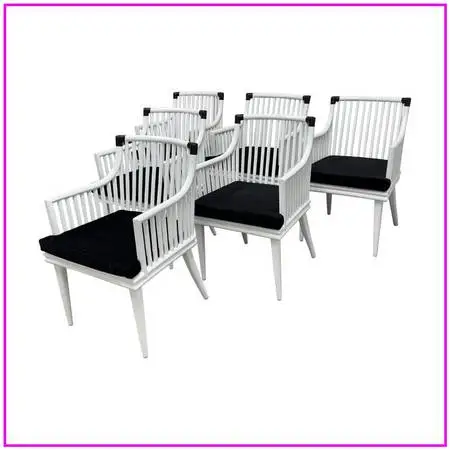 Cb2 Mae Rattan Dining Armchairs, Set Of Six