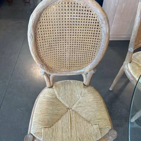 Faux Bois Branch Cane Back Rush Seat Dining Chairs- Set of 8