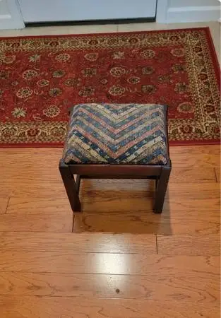 Footstool Solid Mahogany Freeman and Company Needlepoint